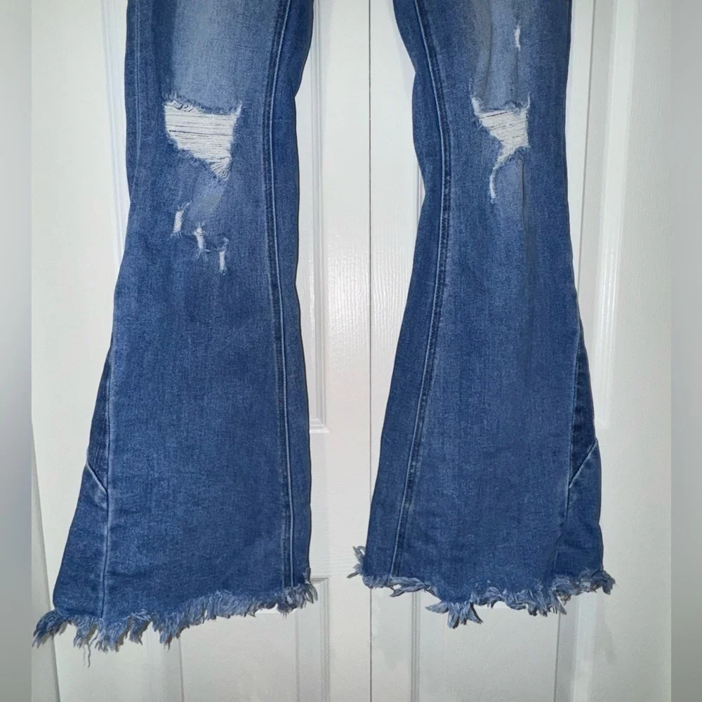 Altar’d State High Rise, distressed, super Flare Jeans size 28. GUC